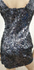 PINKO Blue Grey Sequin Embellished Plunge V Neck Sleeveless Mini Evening Dress 8
