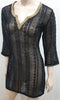 ELIZABETH HURLEY BEACH Black GYPSY Gold Beaded Crochet Tunic Dress S BNWT