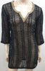 ELIZABETH HURLEY BEACH Black GYPSY Gold Beaded Crochet Tunic Dress S BNWT