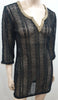 ELIZABETH HURLEY BEACH Black GYPSY Gold Beaded Crochet Tunic Dress S BNWT