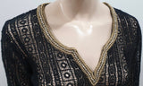 ELIZABETH HURLEY BEACH Black GYPSY Gold Beaded Crochet Tunic Dress S BNWT