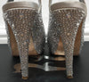 GINA Pale Grey Satin Crystal Embellished Peep Toe Platform Evening Sandals UK4.5