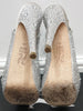 GINA Pale Grey Satin Crystal Embellished Peep Toe Platform Evening Sandals UK4.5