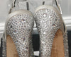 GINA Pale Grey Satin Crystal Embellished Peep Toe Platform Evening Sandals UK4.5