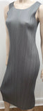 PLEATS PLEASE ISSEY MIYAKE Silver Grey Pleated Sleeveless Midi Dress 3 UK12