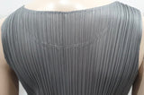 PLEATS PLEASE ISSEY MIYAKE Silver Grey Pleated Sleeveless Midi Dress 3 UK12