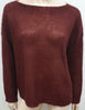 EILEEN FISHER Burgundy Mohair Blend Scoop Neck Loose Knit Jumper Sweater Top M