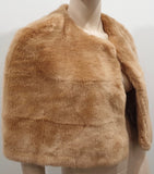 REISS Women's Caramel Beige Faux Fur Round Neck Lined Bolero Shrug Cape 1 Size