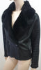 JANE NORRIS Black Lamb Skin Sheepskin Shearling Double Breasted Casual Jacket S