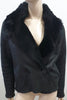 JANE NORRIS Black Lamb Skin Sheepskin Shearling Double Breasted Casual Jacket S