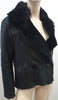 JANE NORRIS Black Lamb Skin Sheepskin Shearling Double Breasted Casual Jacket S