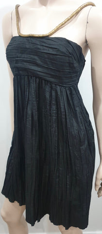 BY MALENE BIRGER Black NALIAL Wool Blend V Neck Long Sleeve Pleated Dress M