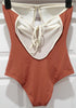 SOPHIE DELOUDI Rust Brown Cream One Piece Swimwear Bathing Costume Swimsuit