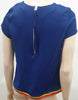 MIRA MIKATI Royal Blue Rainbow Rib Hemline Short Cap Sleeve Blouse Top UK12