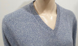 MALO Blue & White 100% Cashmere V Neck Long Sleeve Jumper Sweater IT48 UK16