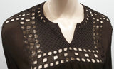 ISABEL MARANT ETOILE Brown Cut Out Detail 3/4 Sleeve Blouse Shirt Top 44 UK16