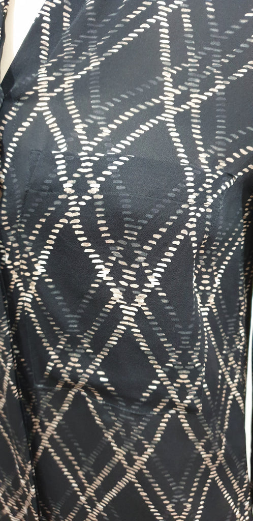 HAUTE HIPPIE Multi-Colour Silk Criss-Cross Pattern Long Sleeve Blouse Shirt Top