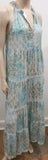 RUBY YAYA White & Green Cotton Sleeveless Long Length Layered Boho Maxi Dress S