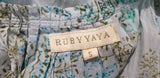 RUBY YAYA White & Green Cotton Sleeveless Long Length Layered Boho Maxi Dress S