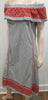 VALIANTE Grey White Striped Cotton Orange Embroidered Off Shoulder Midi Dress M