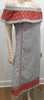 VALIANTE Grey White Striped Cotton Orange Embroidered Off Shoulder Midi Dress M