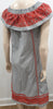 VALIANTE Grey White Striped Cotton Orange Embroidered Off Shoulder Midi Dress M