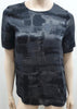 EILEEN FISHER Black & Charcoal Grey Silk Abstract Print Short Sleeve Blouse Top