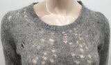 ISABEL MARANT Grey Mohair Blend Perforated Detail Long Sleeve Jumper Sweater M