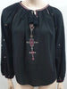 ISABEL MARANT ETOILE Black Cotton Aztec Embroidered Tunic Blouse Top 36 UK8