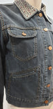 ISABEL MARANT ETOILE Charcoal Grey Cotton Beaded Collar Denim Jacket 36 UK8