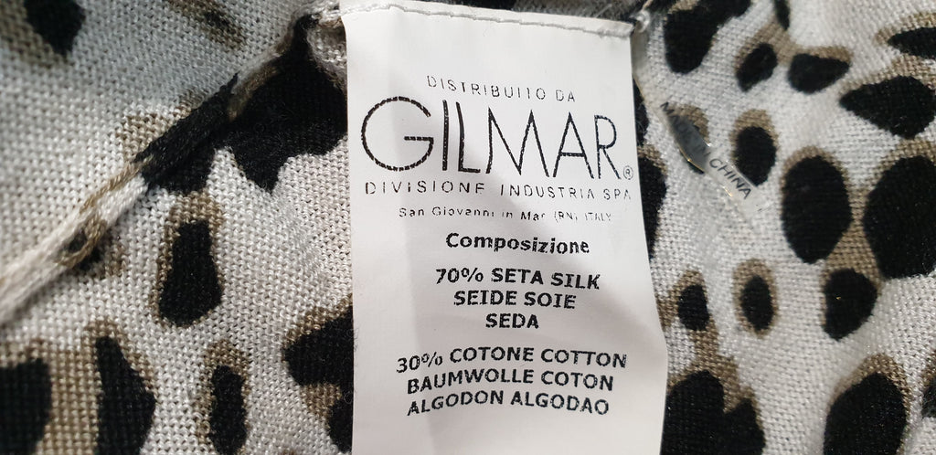 ICE ICEBERG Cream Black & Grey Silk Cotton Animal Print Jumper Sweater Jumper M