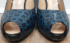 GIUSEPPE ZANOTTI Blue Leather Animal Print Peep Toe Hidden Platform Shoes 38.5