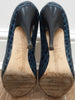 GIUSEPPE ZANOTTI Blue Leather Animal Print Peep Toe Hidden Platform Shoes 38.5