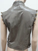 MATTHEW WILLIAMSON Grey Leather Detachable Sleeve Lined Jacket Gilet UK10