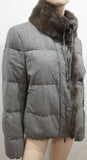 MONCLER Grey Virgin Wool Fur Collar Down Feather Fill Quilted Jacket Coat 5 UK20
