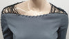 ISABEL MARANT Grey Leather BAKI Scoop Neck Lace Up Long Sleeve Top F38 UK10