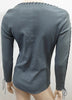 ISABEL MARANT Grey Leather BAKI Scoop Neck Lace Up Long Sleeve Top F38 UK10