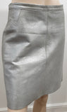 MARC JACOBS Women's Silver Grey Metallic Leather Short Length Mini Skirt 8 UK12