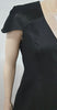 HELMUT LANG Black Virgin Wool & Silk Short Leather Sleeve Wraparound Dress UK12