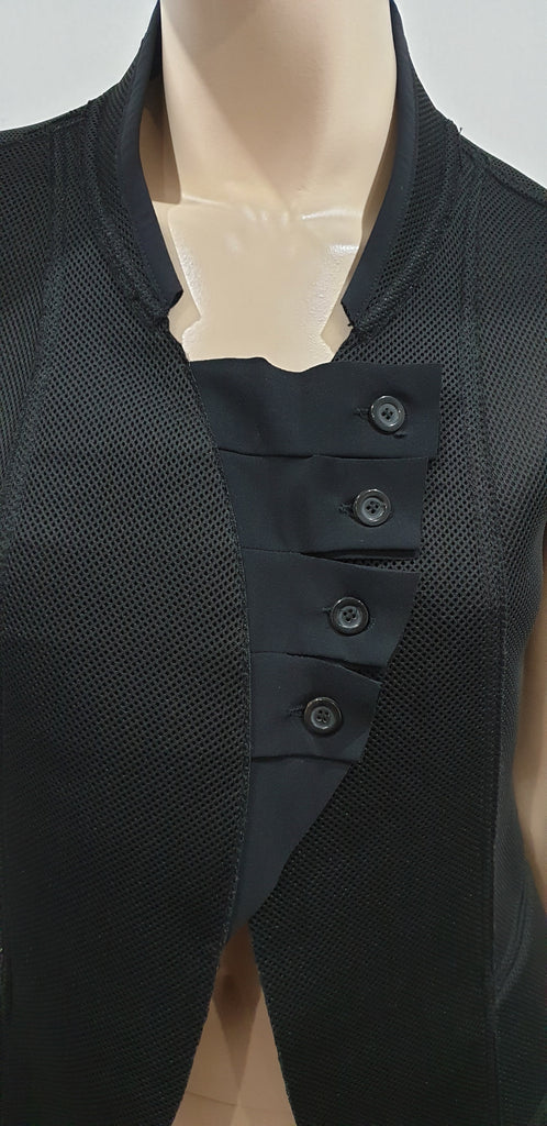 MARITHE FRANCOIS GIRBAUD Black Sleeveless Structured Mesh Gilet Jacket Top L
