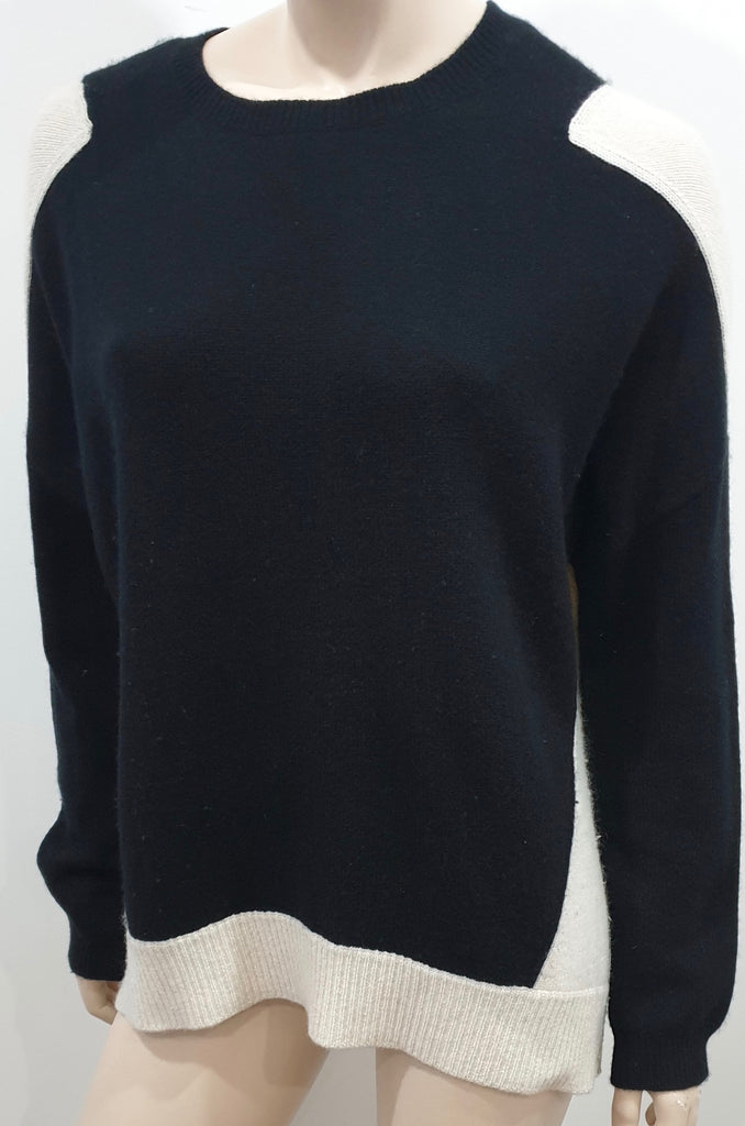 SCHUMACHER Black & Cream Cashmere Colour Block Wide Width Jumper Sweater 2; M/L