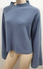 CHLOE Pale Powder Blue Wool Ribbed Button Flare Cuff Jumper Sweater Top M/L