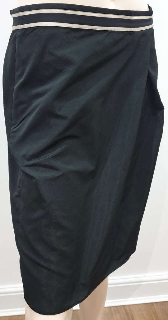 JIGSAW Women's Black Sheen Pleated Front Short Length Pencil Skirt UK 12 US8
