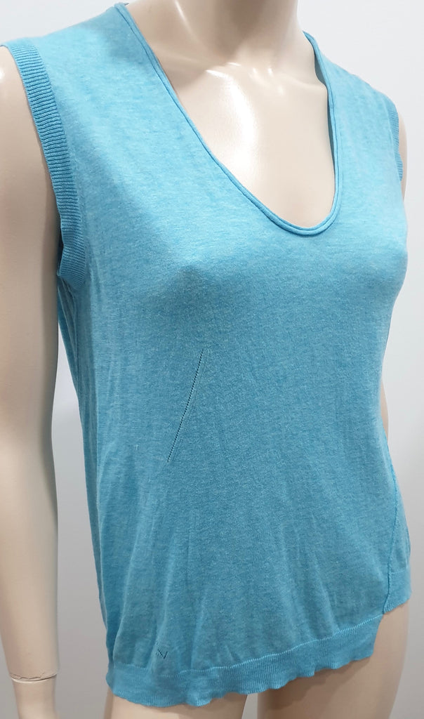 ZADIG & VOLTAIRE Turquoise Aqua Cotton ART Sleeveless T-Shirt Tank Vest Top