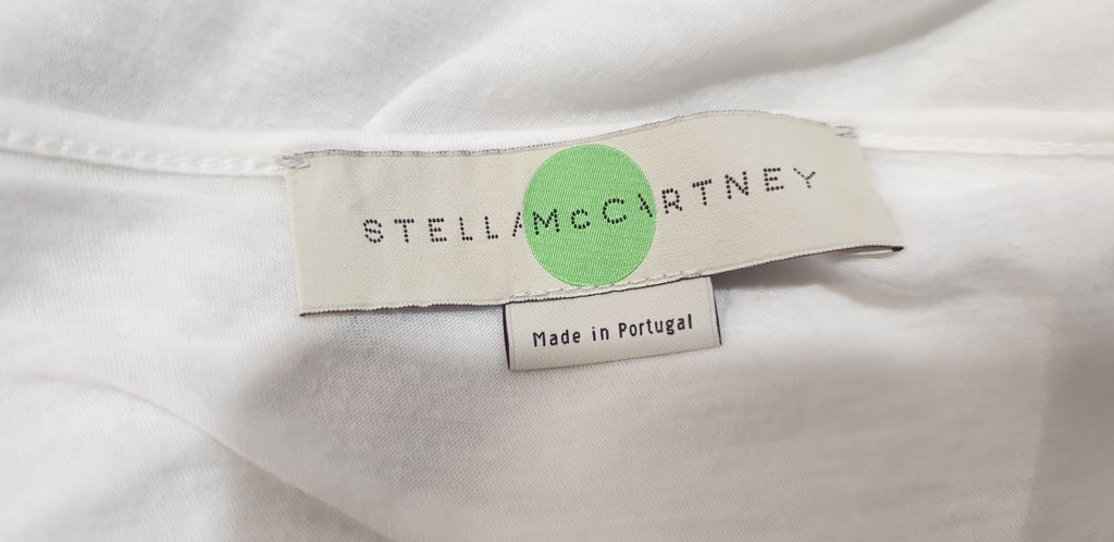 STELLA MCCARTNEY White & Grey Floral Leaf Print T-Shirt Tee Top 44 UK14