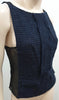 ROLAND MOURET Midnight Blue Black Textured Sheer Panelled Sleeveless Top UK12