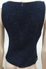 ROLAND MOURET Midnight Blue Black Textured Sheer Panelled Sleeveless Top UK12
