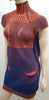 PETER PILOTTO Orange & Navy Cotton Ribbed Knitwear Mini Short Jumper Dress M