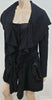 MARITHE FRANCOIS GIRBAUR DE JEAN Black Wool Large Collar Pleated Jacket Coat L