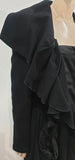 MARITHE FRANCOIS GIRBAUR DE JEAN Black Wool Large Collar Pleated Jacket Coat L